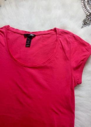 Розовая футболка хлопок без рисунков малиновый h&m однотонная натуральная3 фото