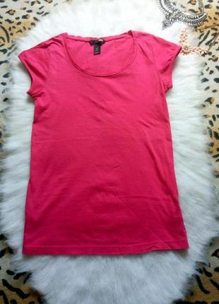 Розовая футболка хлопок без рисунков малиновый h&m однотонная натуральная2 фото