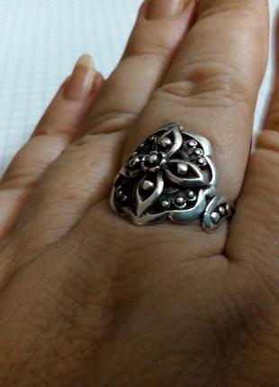 Серебряное кольцо "четырехлистник"5 фото