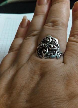 Серебряное кольцо "четырехлистник"7 фото