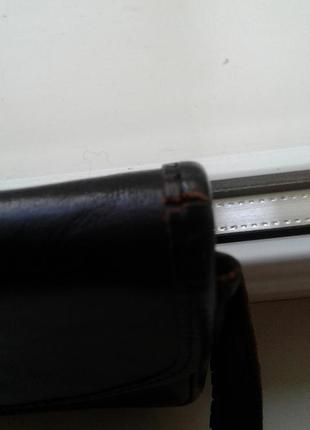 Сумка гаманець чорна натуральна шкіра через плече (крос боді) унісекс нюанси8 фото