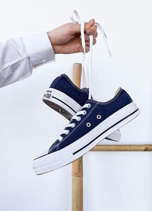 Чоловічі кеди converse low navy blue / мужские кеды конверсы синие