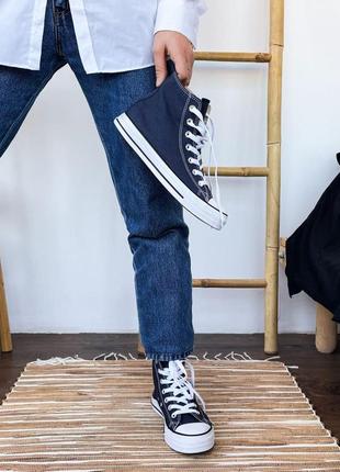 Кеди унісекс converse high navy blue/ кроссовки мужские конверсы синие / высокие6 фото