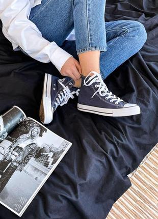 Кеди унісекс converse high navy blue/ кроссовки мужские конверсы синие / высокие8 фото