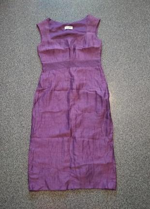Льняное платье фиолетового цвета
