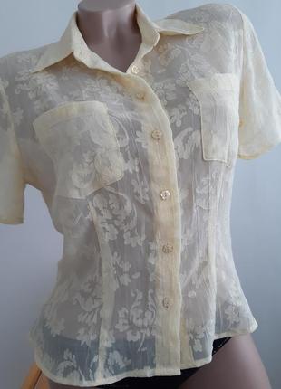 Сонячна прозора блуза на застібку з кишеньками, англія2 фото