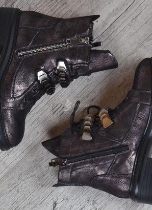Черевики fabio monelli металік з заклепками високі черевики жіночі5 фото