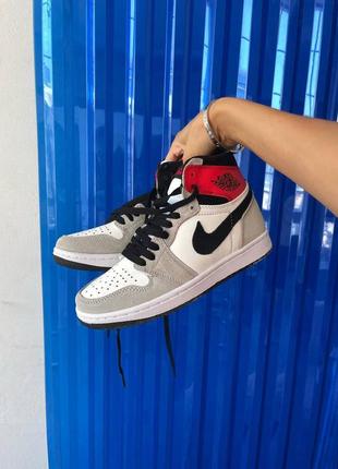 Жіночі кросівки nike air jordan 1 retro ‘grey / red’ /  женские кроссовки найк аир джордан