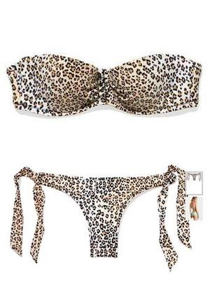 Купальник топ бандо и плавки victoria´s secret the flirt push-up bandeau & the itsy леопард