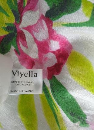 Льняная юбка летящего кроя с живописным принтом цветов viyella4 фото