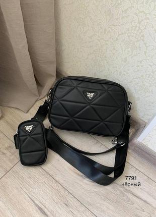 Жіноча сумка клатч з текстильним ремінцем та гаманцем