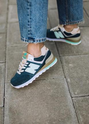 Жіночі кросівки new balance 574 blue/green