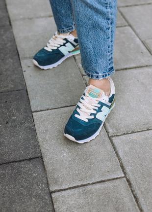 Жіночі кросівки new balance 574 blue/green9 фото