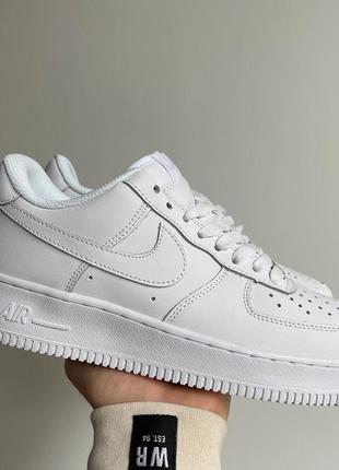 Женские кожаные кроссовки nike air force 1’07 white premium#найк