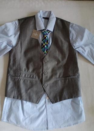 Класична трійка сорочка, жилетка, краватка на хлопчика 10-11 років2 фото