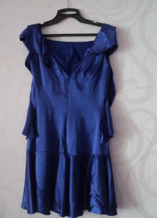 Синее коктейльное платье-мини3 фото