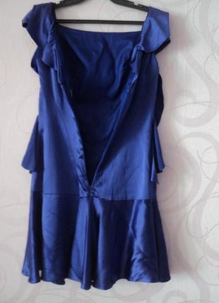 Синее коктейльное платье-мини2 фото