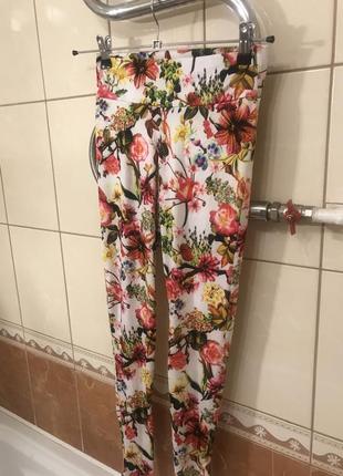 Літні штани в квітковий принт яскраві легінси лосини3 фото