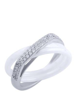 Каблучка срібло кераміка кільце 17.5 розмір