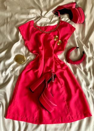 Рожева сукня плаття mango ярко-розовое платье неоновое платье