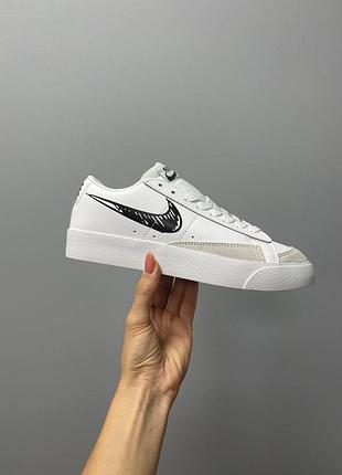 Жіночі білі шкіряні кросівки в стилі nike blazer low '77 vintage leather 'sketch'