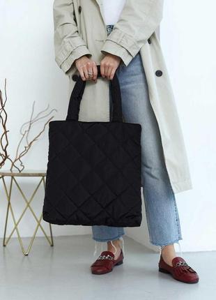 Женская сумка стеганая нейлоновая4 фото