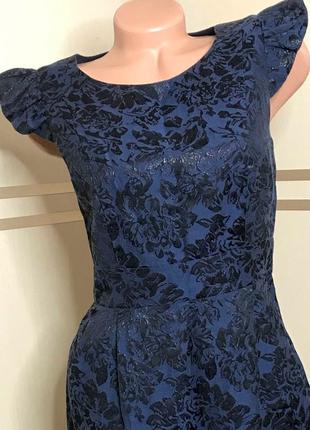 Темно-синє плаття в чорні квіти2 фото