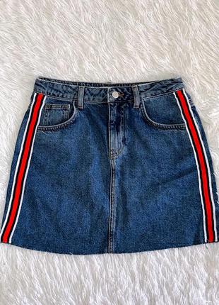 Стильная джинсовая юбка denim co со вставками по бокам3 фото