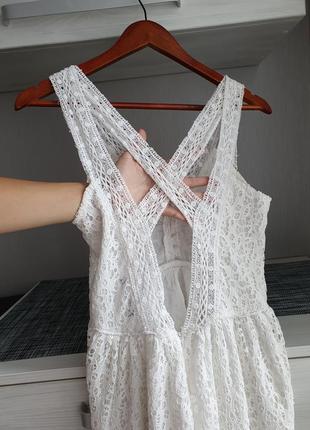 Сарафан ажурний з ґудзичками білий плаття гепюр4 фото