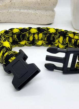 🏕🧗‍♂️ чоловічий браслет виживання паракорд чорний з жовтим3 фото