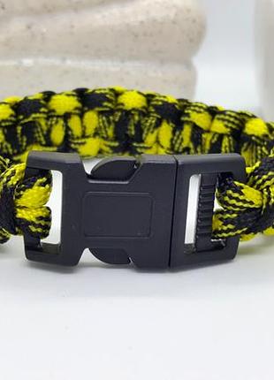🏕🧗‍♂️ чоловічий браслет виживання паракорд чорний з жовтим4 фото