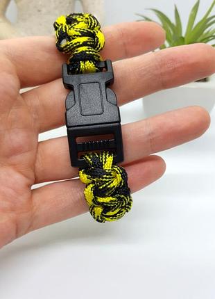 🏕🧗‍♂️ чоловічий браслет виживання паракорд чорний з жовтим5 фото