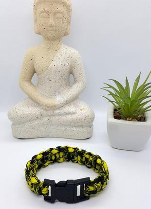 🏕🧗‍♂️ чоловічий браслет виживання паракорд чорний з жовтим2 фото