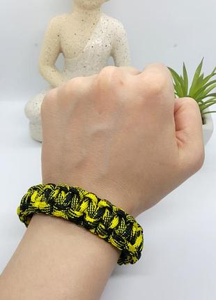 🏕🧗‍♂️ чоловічий браслет виживання паракорд чорний з жовтим6 фото