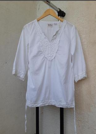Белая блузка с вышивкой 34 р кружевная блуза с кружевом1 фото