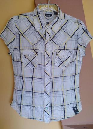 Новая блуза рубашка в клетку 'g-star' 'trucker beach shirt wmn cap/slv' 46-48р1 фото