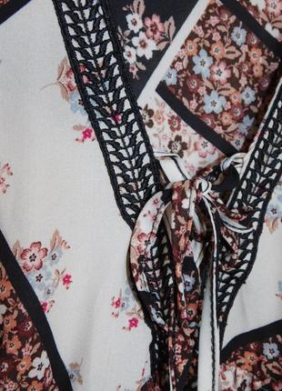 Блузка/блуза цветочный принт с объемными рукавами и шнуровкой на груди от atmosphere3 фото