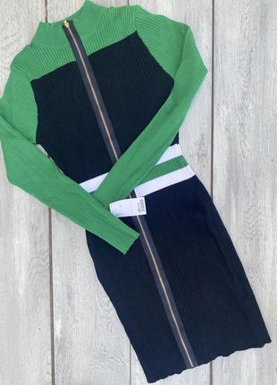 Нове плаття в рубчик чорно -зелене від lu nyc
