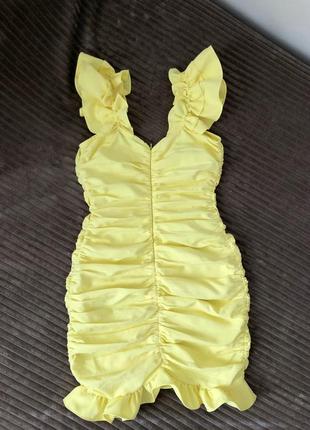 Плаття міні жовте zara сукня коротка9 фото