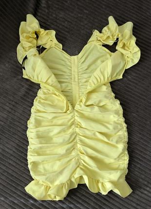 Плаття міні жовте zara сукня коротка10 фото