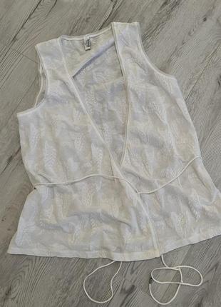 Ажурна блуза zara біла желетка на запах