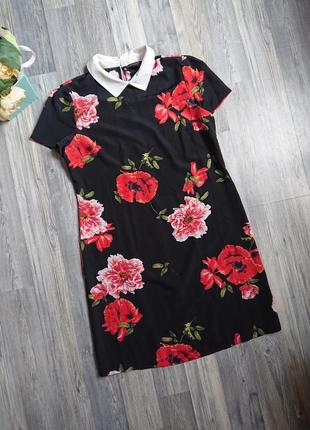 Красмвое женское платье в цветы 🌸 размер 44/468 фото