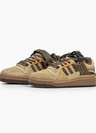 Чоловічі шкіряні кросівки bаd bunny x adidas forum khaki#адідас
