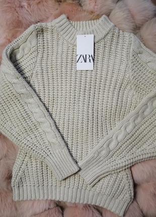 Жіночий светр крупної в'язки, жіночий в'язаний светр, женский свитер крупной вязки, zara7 фото