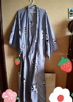 Японское кимоно юката халат хлопок