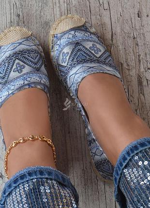 Эспадрильи espadrilles голубые💎с люрексом женские плетенные кеды текстильные1 фото