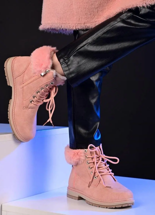 Ботинки женские зимние розовые с2217 фото