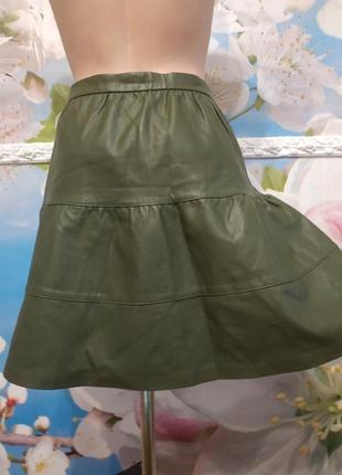 Кожаная юбка трехярусная с карманами s4 фото
