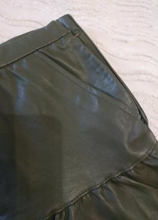 Кожаная юбка трехярусная с карманами s10 фото