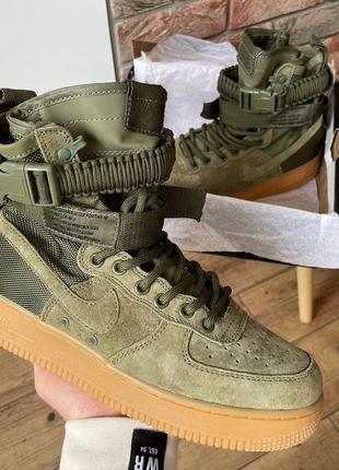 Жіночі високі кросівки black and pink nike air forces base 1sp khaki#найк